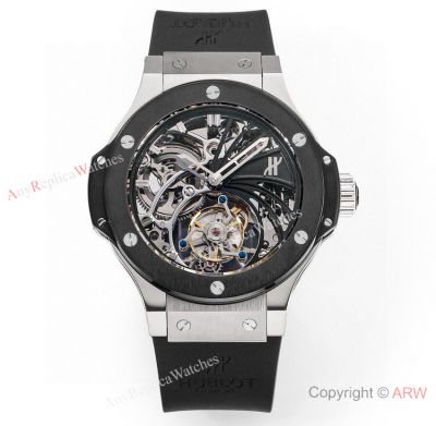 Swiss Super Clone Hublot Minute Repeater Tourbillon V4 Watch in Ss Ceramic Bezel